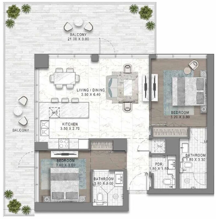 2 BR — 2 Bedroom Type B2