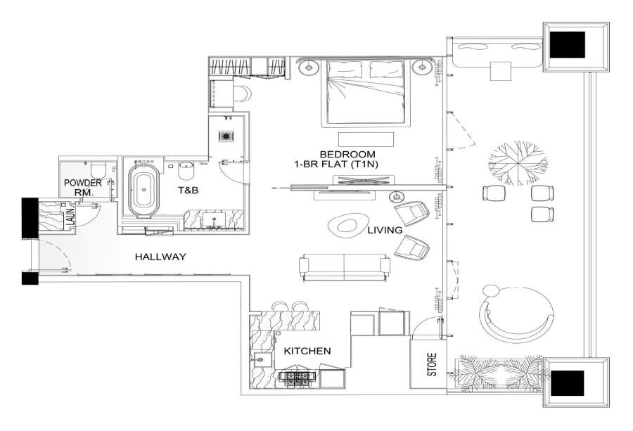 1 BR — 1 Bedroom Series F1 03