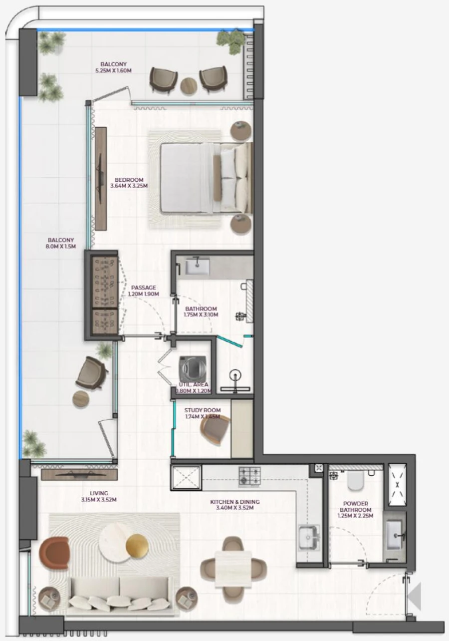1 BR — 1 Bedroom 401