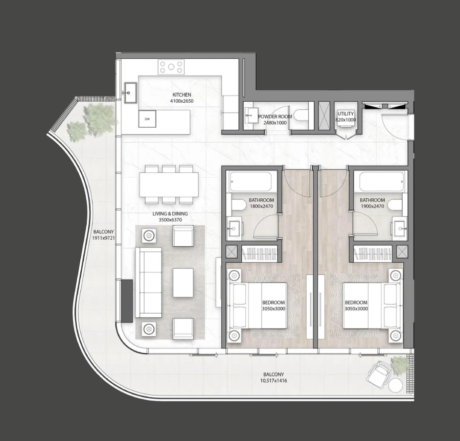 2 BR — 2-Bedroom Type 02