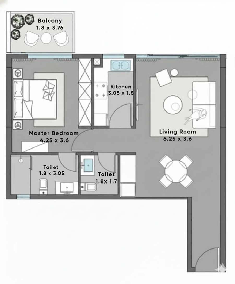 1 BR — 1 Bedroom - A2