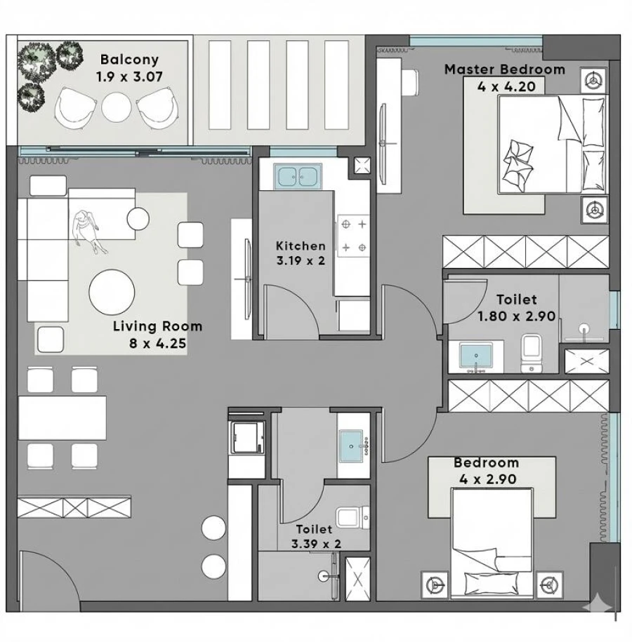 2 BR — 2 Bedroom - A1