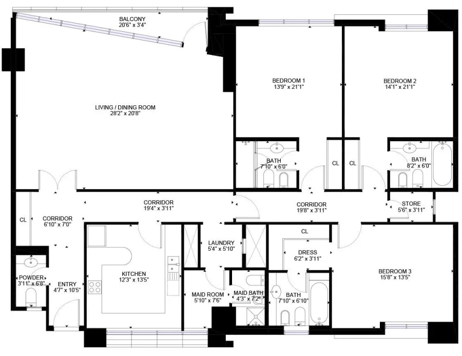 3 BR — 3 Bedroom Type 1