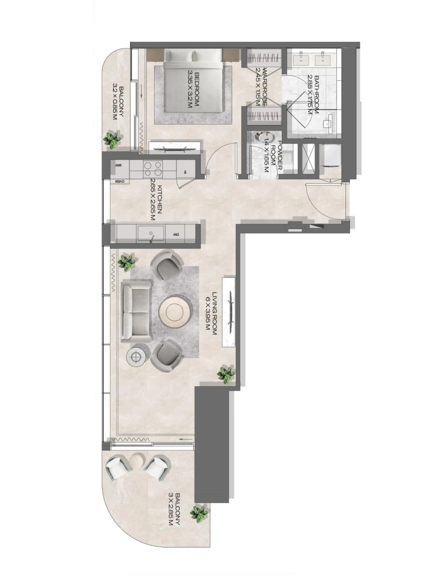 1 BR — 1 Bedroom Type E