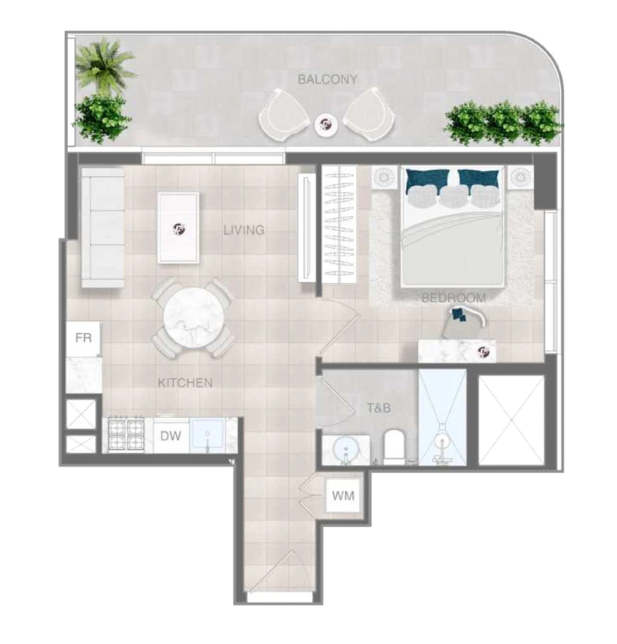 1 BR — 1 Bedroom Type L