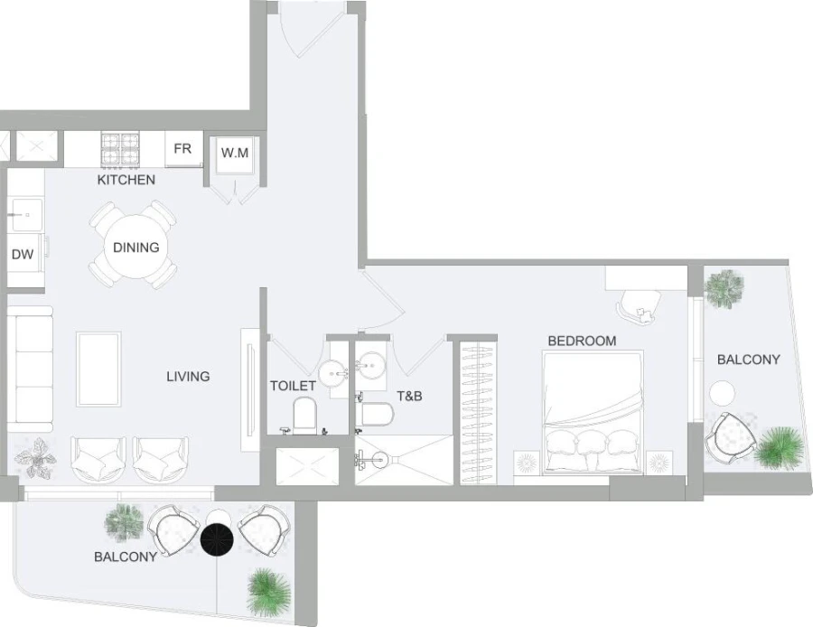 1 BR — 1 Bedroom Type H