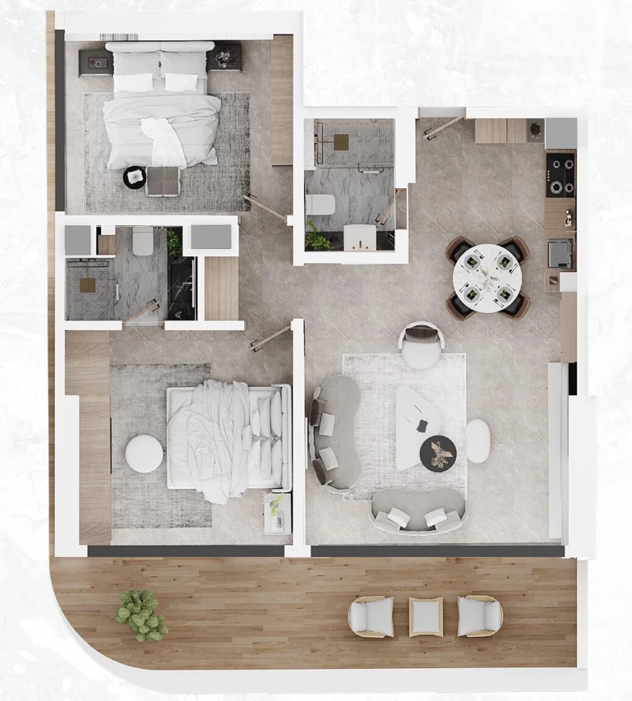 2 BR — 2 Bedroom Type 1