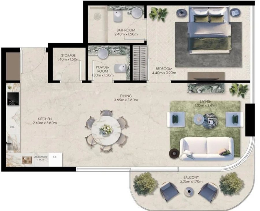 1 BR — 1 Bedroom Type 01 B