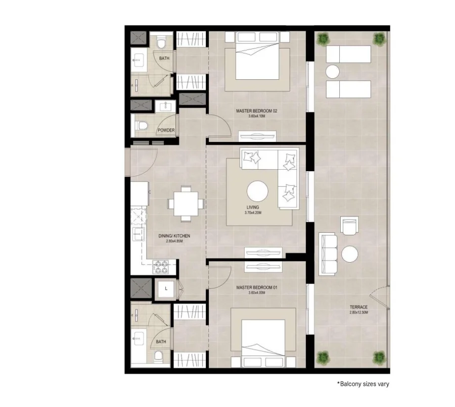 2 BR — 2 Bedroom - Unit type B1