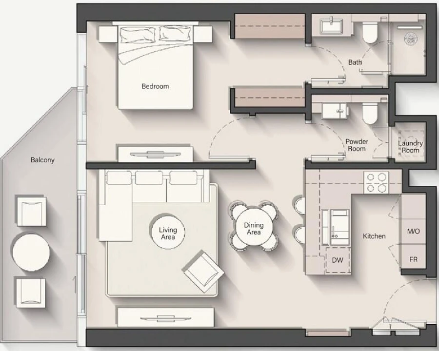 1 BR — 1 Bedroom Type B