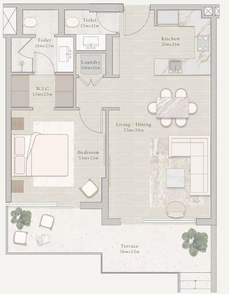 1 BR — 1 Bedroom Type A3-B