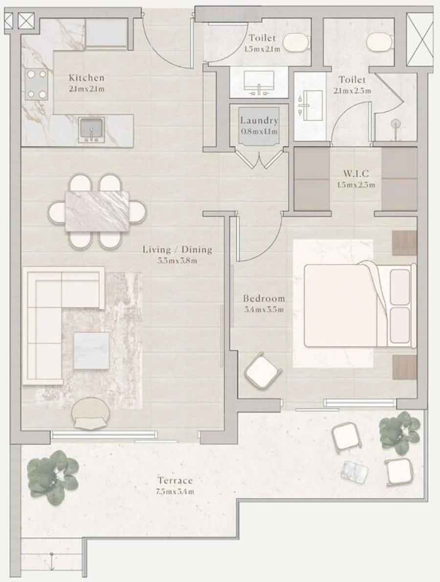 1 BR — 1 Bedroom Type A3-A