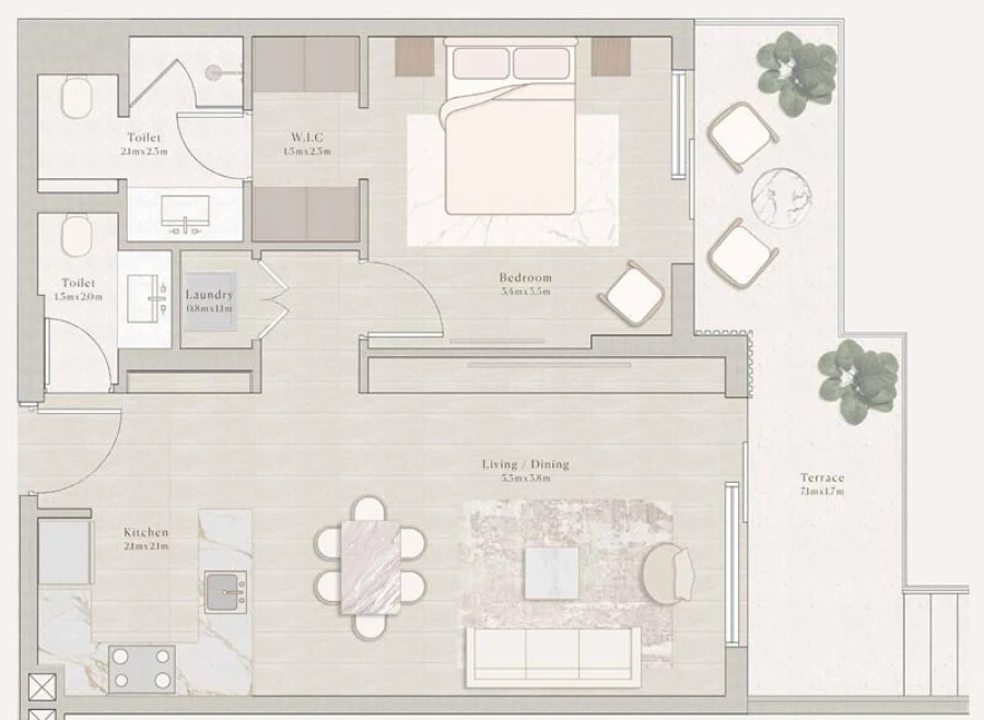 1 BR — 1 Bedroom Type B1-A
