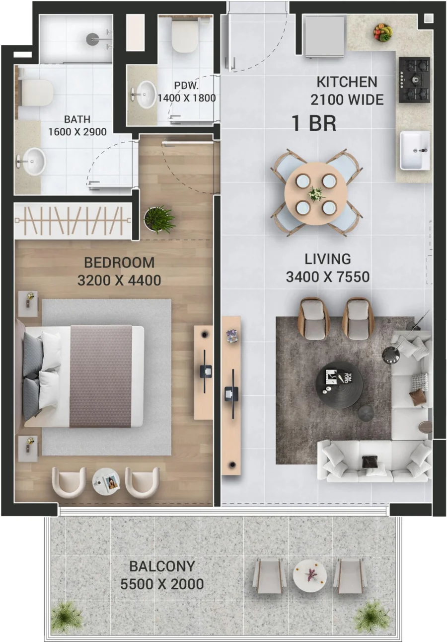 1 BR — 1 Bedroom Type 1