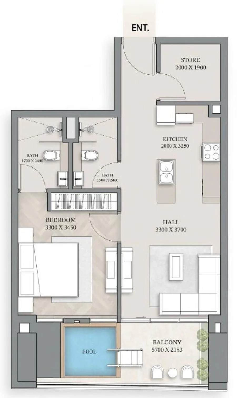 1 BR — 1 Bedroom Apartment Type 1