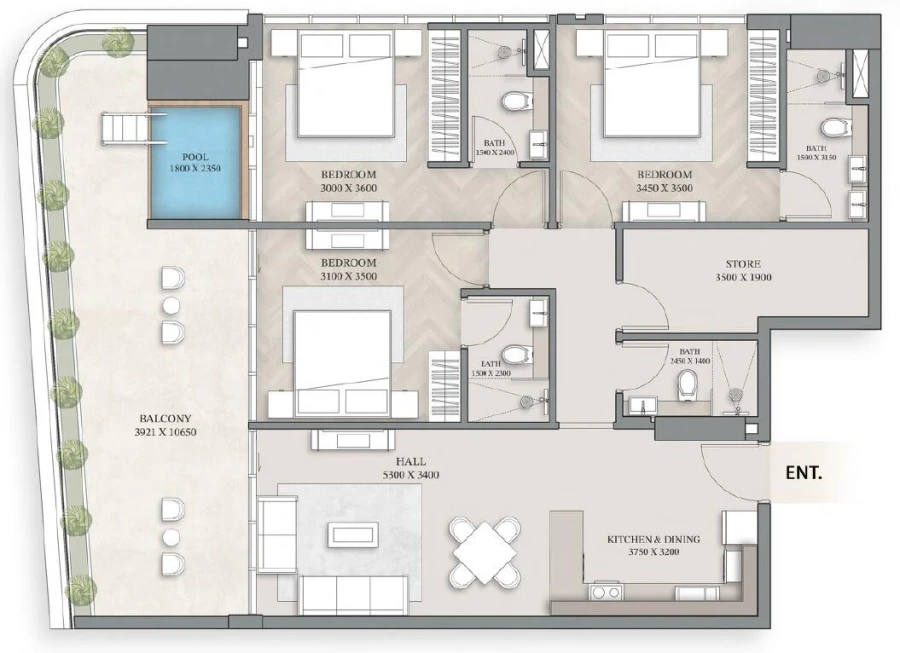 3 BR — 3 Bedroom Type 1