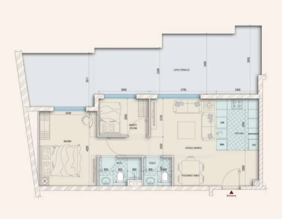 1 BR — 1 Bedroom + Study room