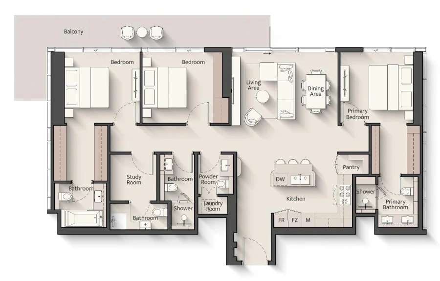 3 BR — 3 Bedroom + S Type B