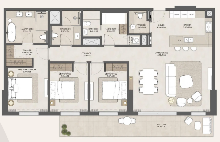 3 BR — 3 Bedroom Type 1