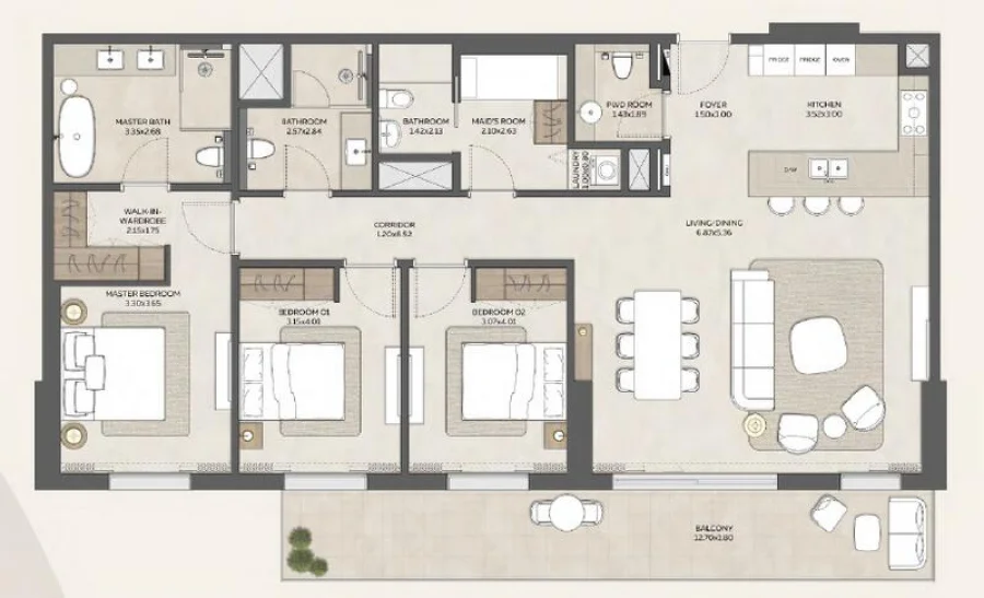 3 BR — 3 Bedroom Type 01