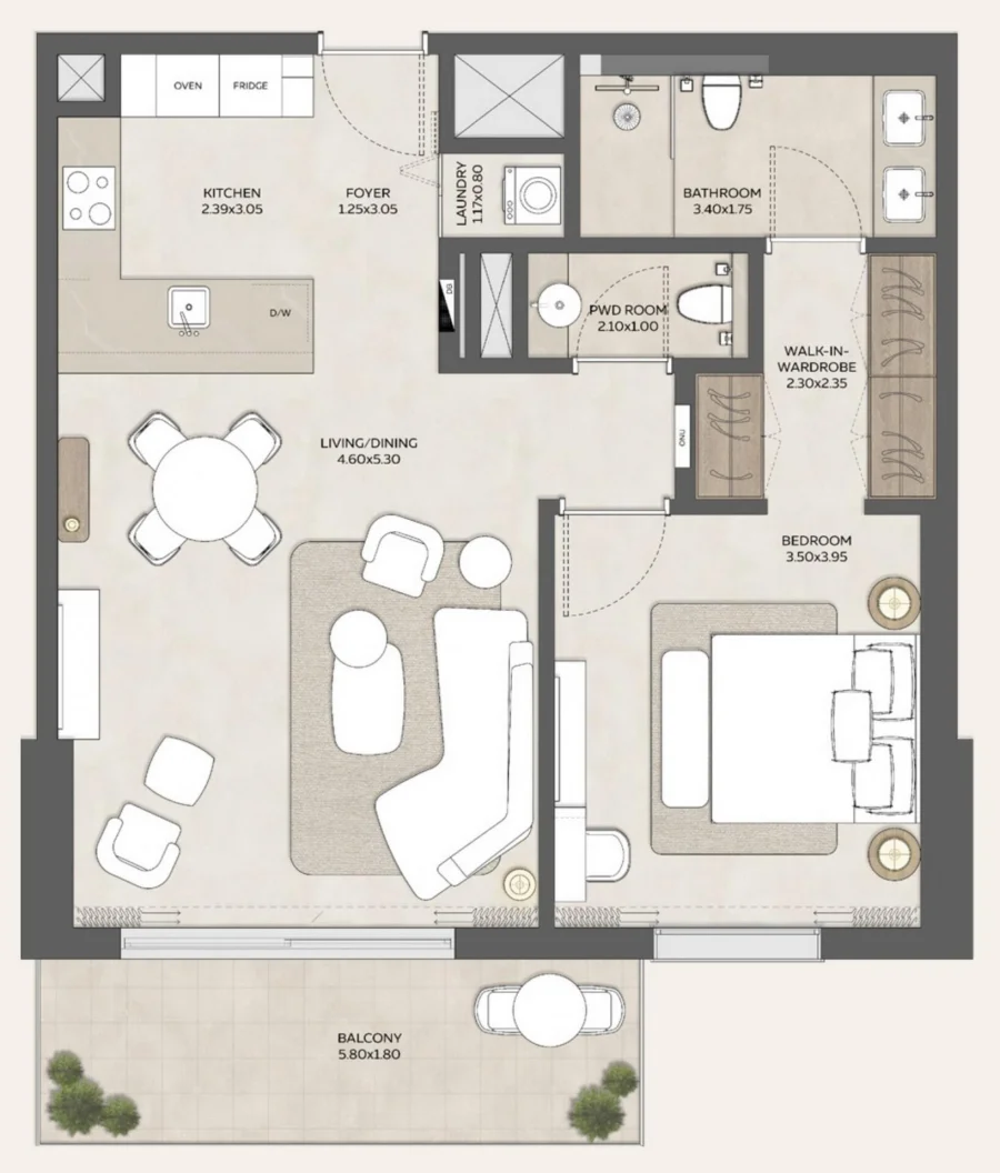 1 BR — 1 Bedroom Type 1