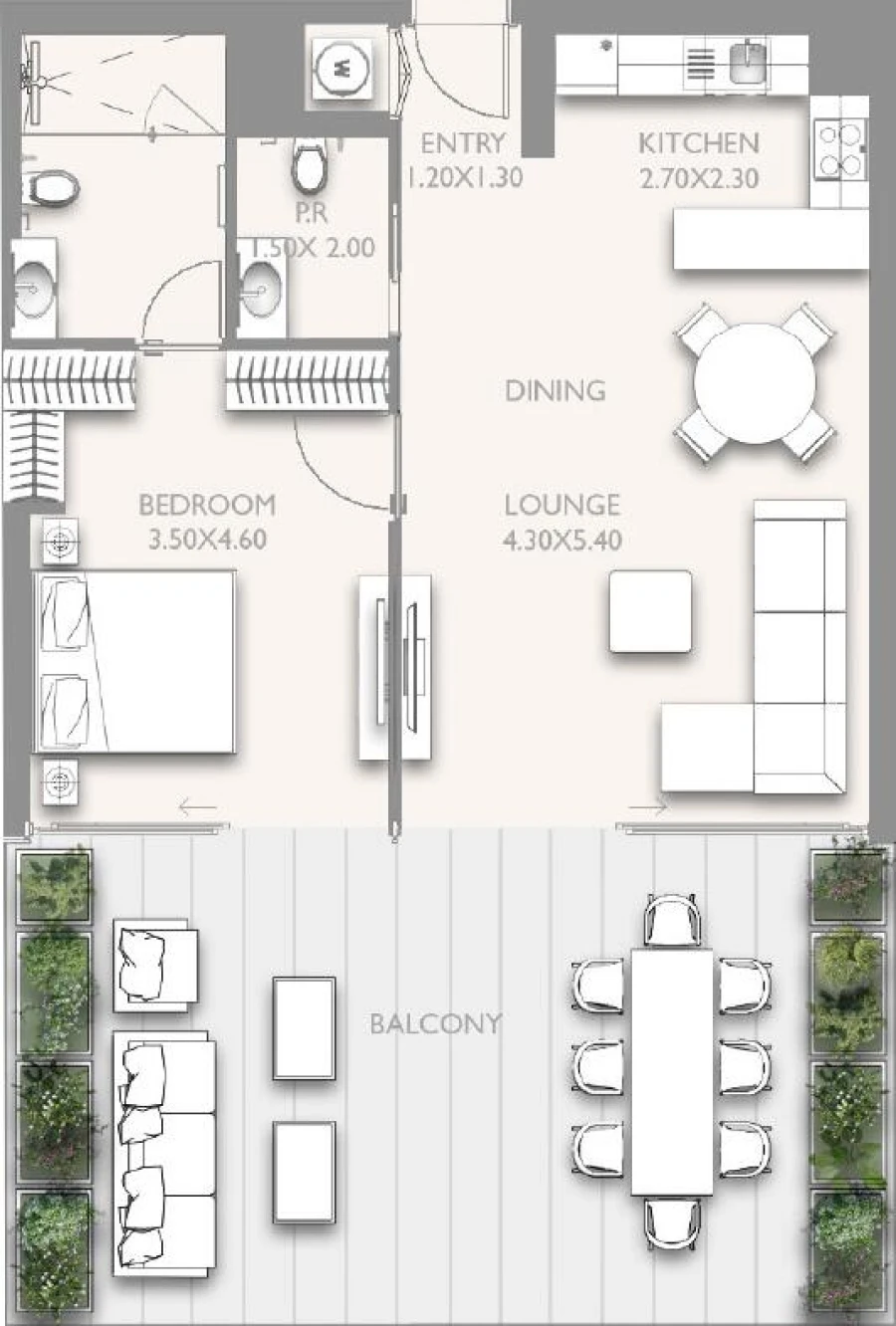 1 BR — 1 BR Type 2