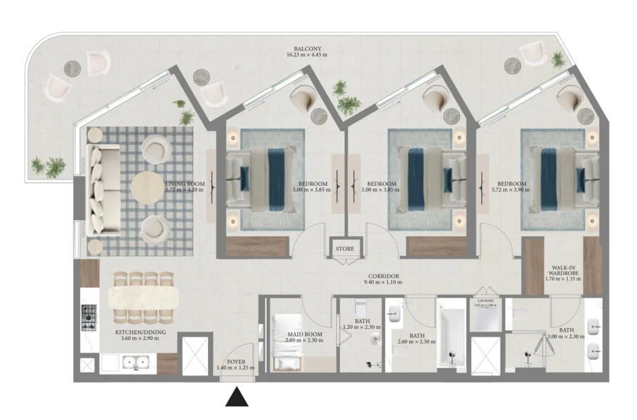 3 BR — 3 Bedroom Type B