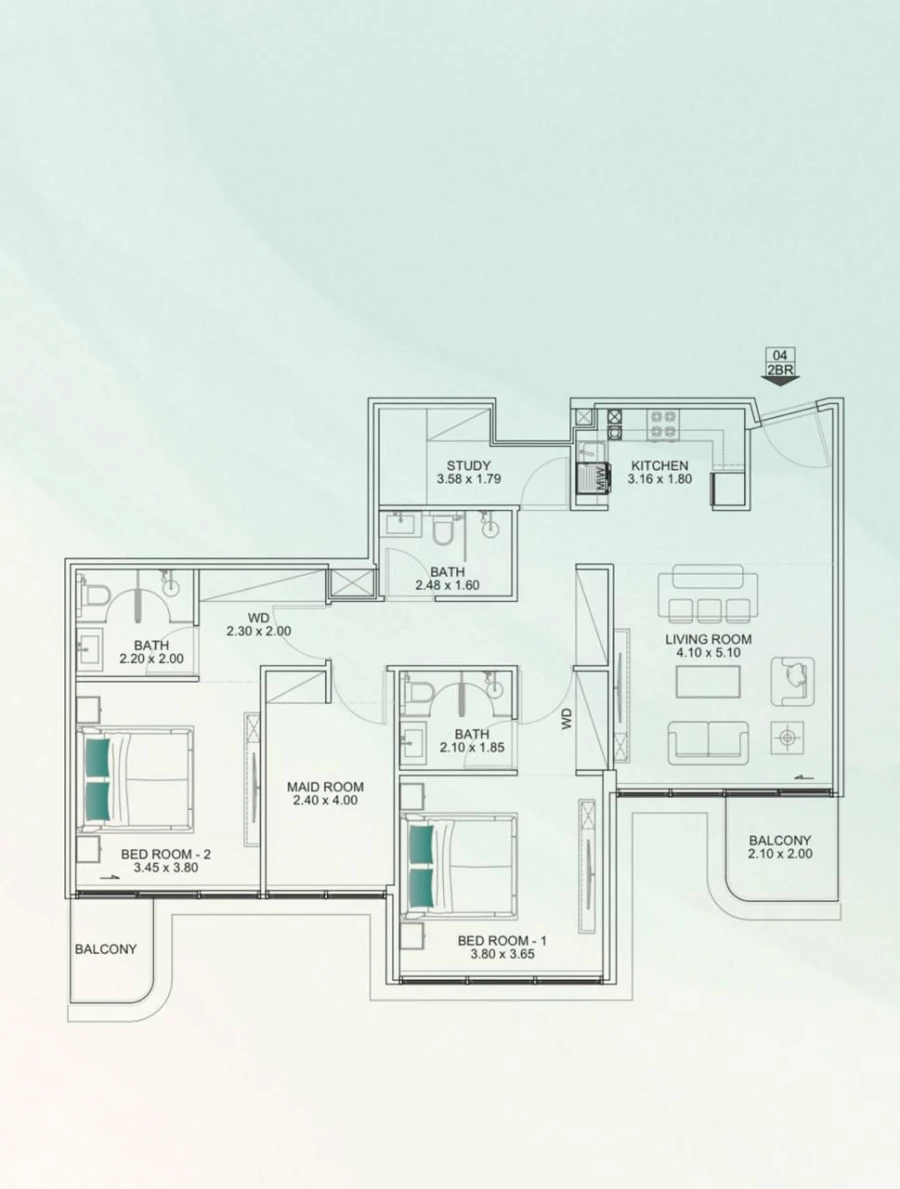2 BR — 2 Bedroom Type A1