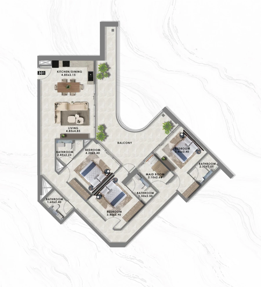 3 BR — 3 Bedroom apartment