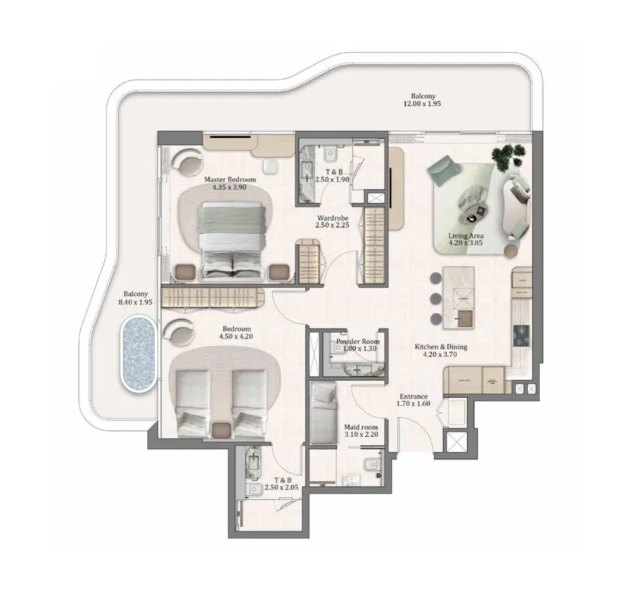 2 BR — 2 Bedroom Type 1