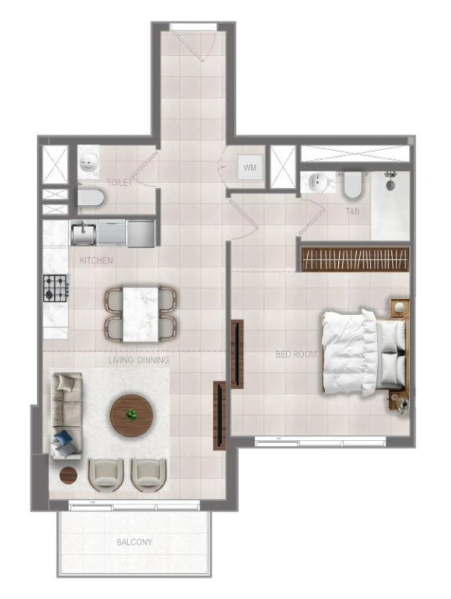 1 BR — 1 Bedroom Type D