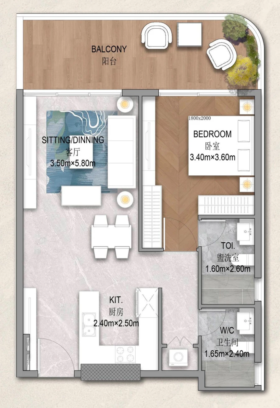 1 BR — 1 Bedroom Type A