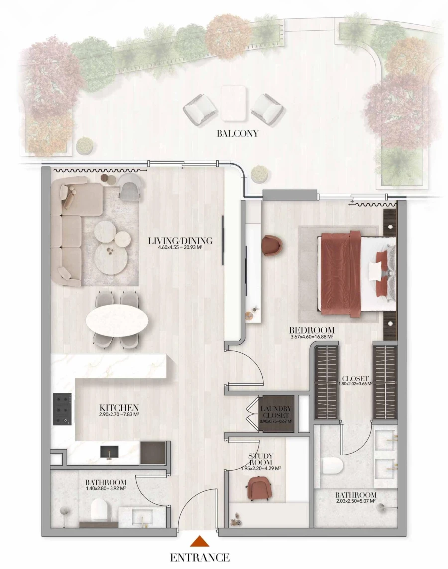 1 BR — 1 Bedroom Plus Type A1