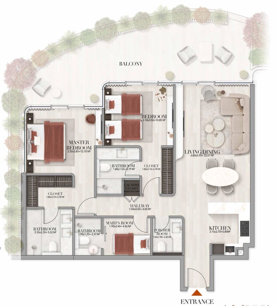 2 BR — 2 Bedroom Plus SR Type B
