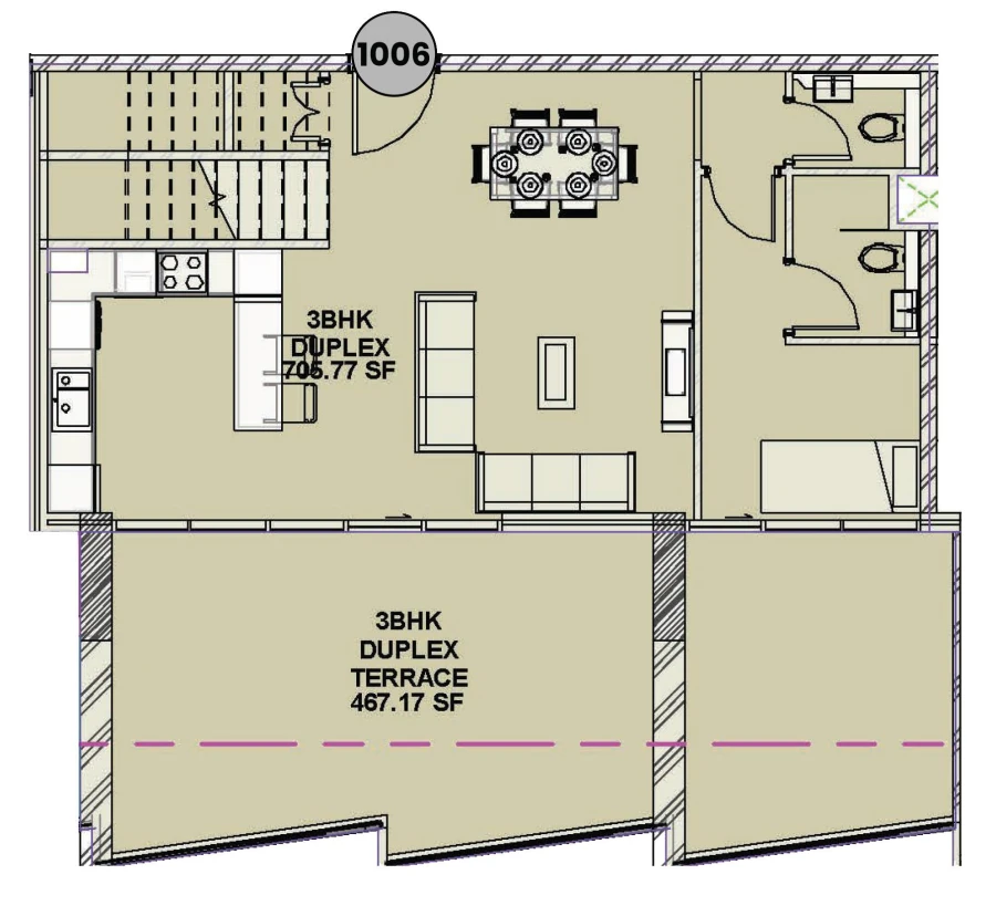 3 BR — 3 Bedroom Duplex Unit 1006