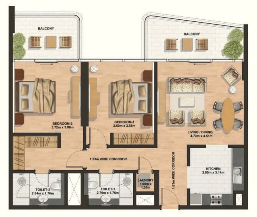 2 BR — 2 Bedroom Type D
