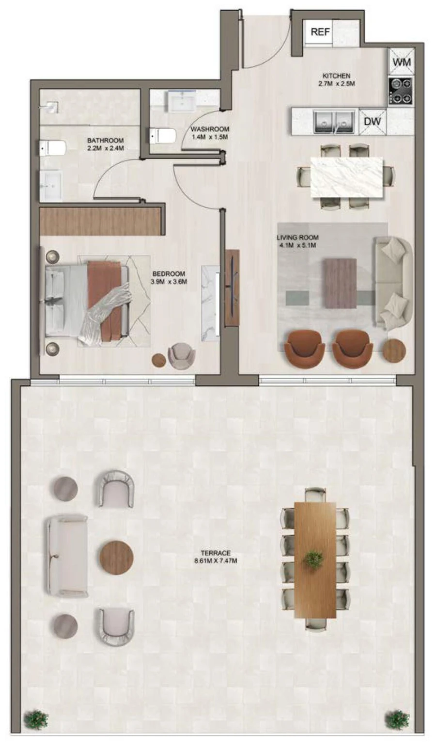 1 BR — 1 Bedroom Type E