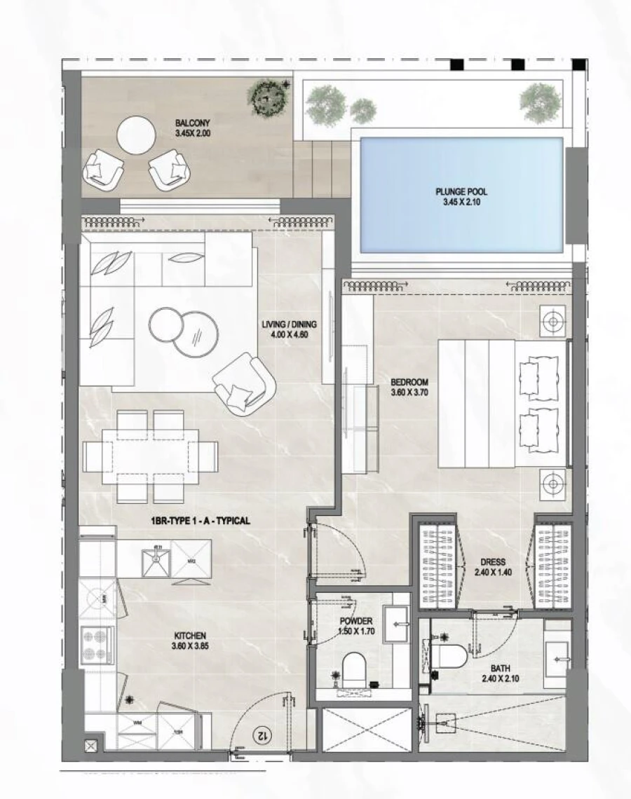 1 BR — 1 BHK type 1A