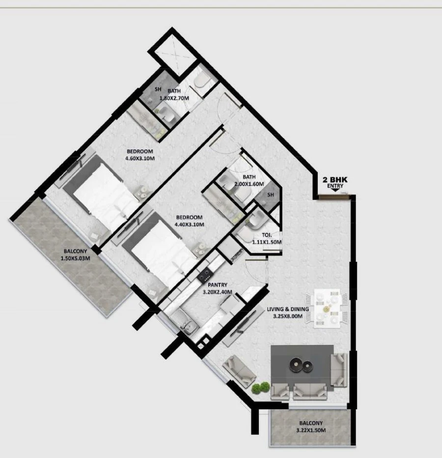 2 BR — 2 BHK 221 321 421