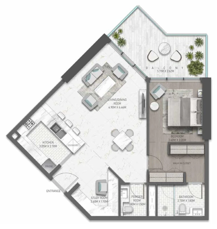 1 BR — 1 Bedroom Type B-1
