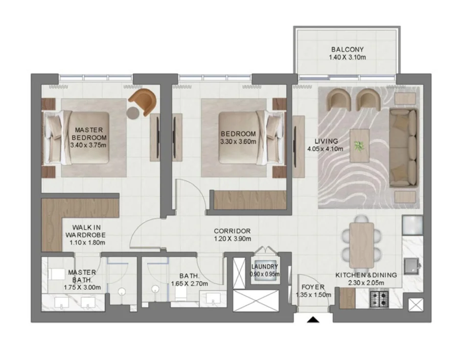 2 BR — 2 Bedroom Layout Type 2