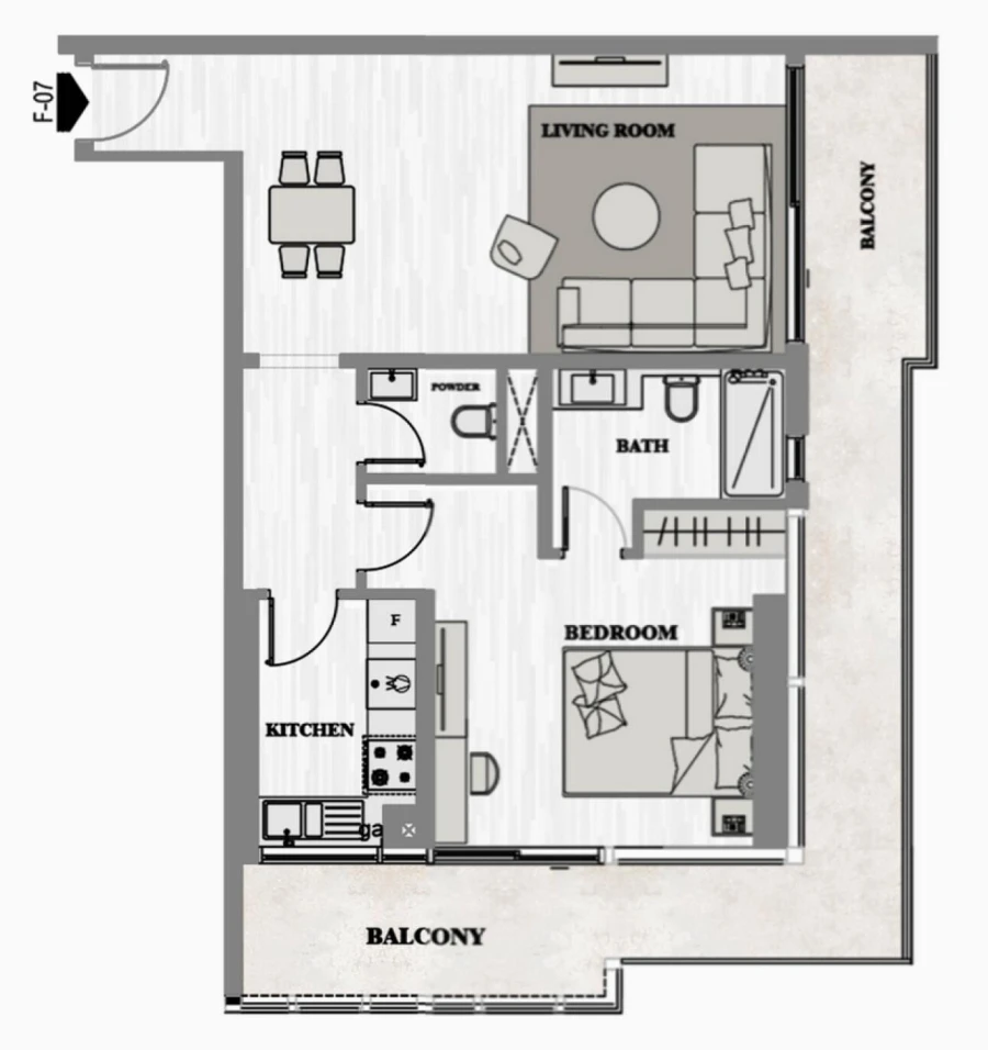 1 BR — 1 Bedroom Type T