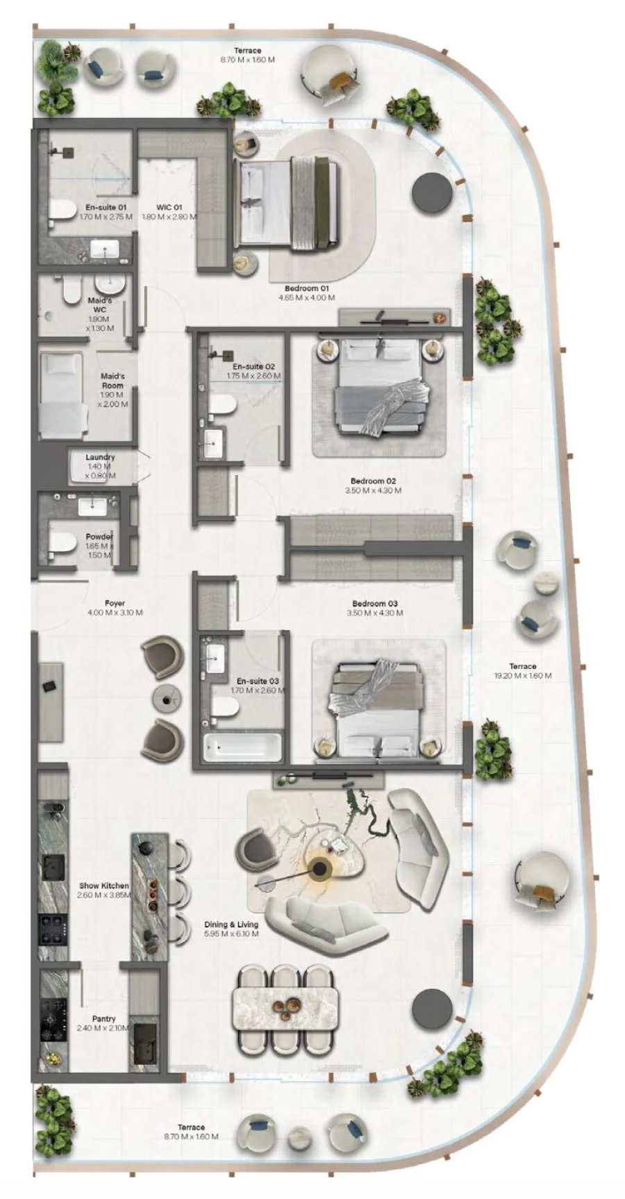 3 BR — 3 Bedroom Type 1 - 1