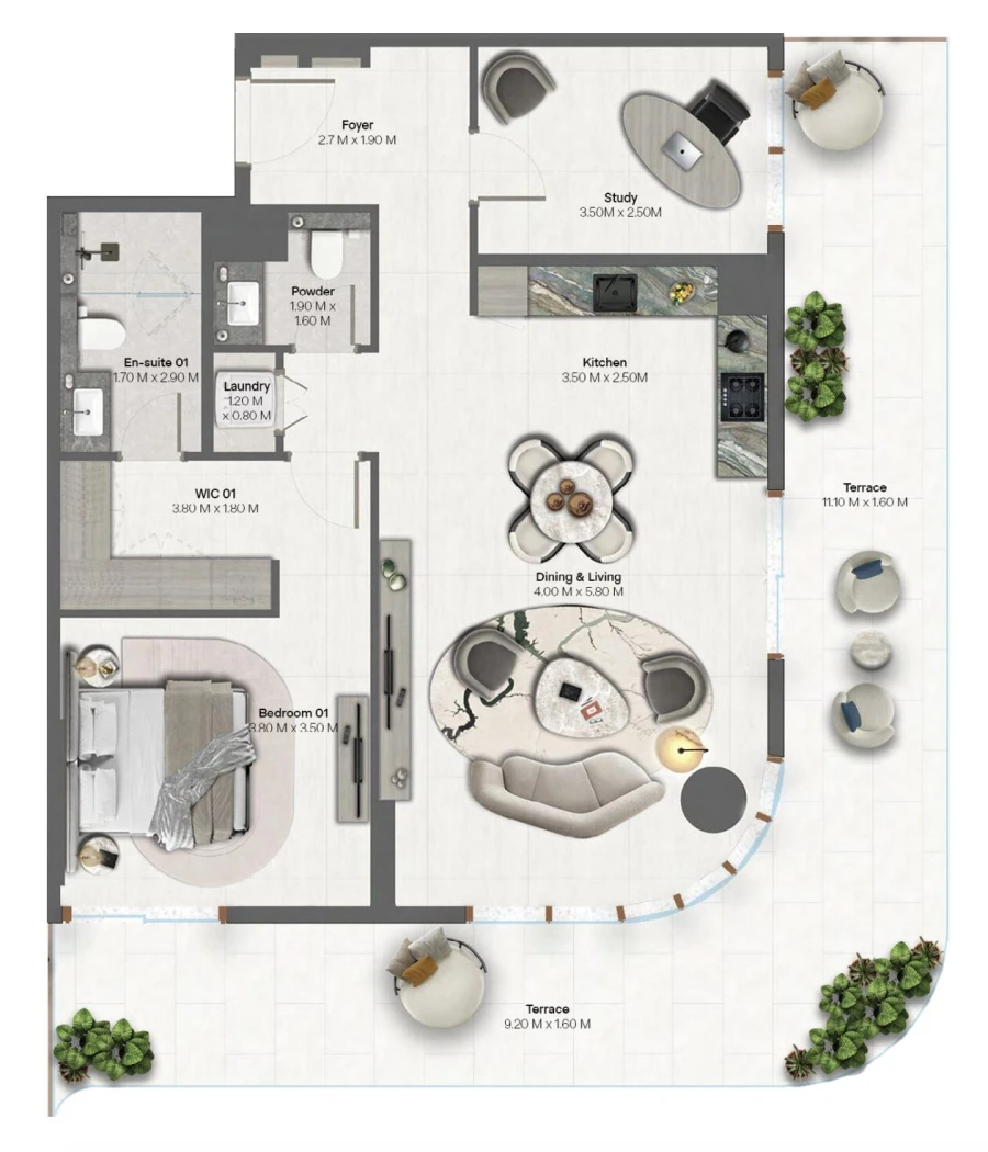 1 BR — 1 Bedroom+ Type 1 - 1