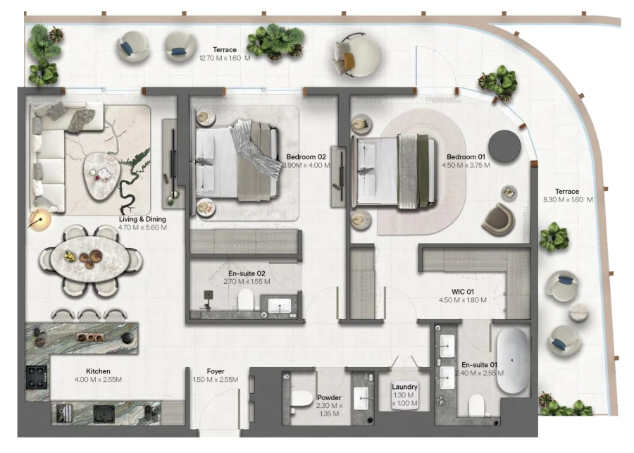 2 BR — 2 Bedroom Type 3 - 2