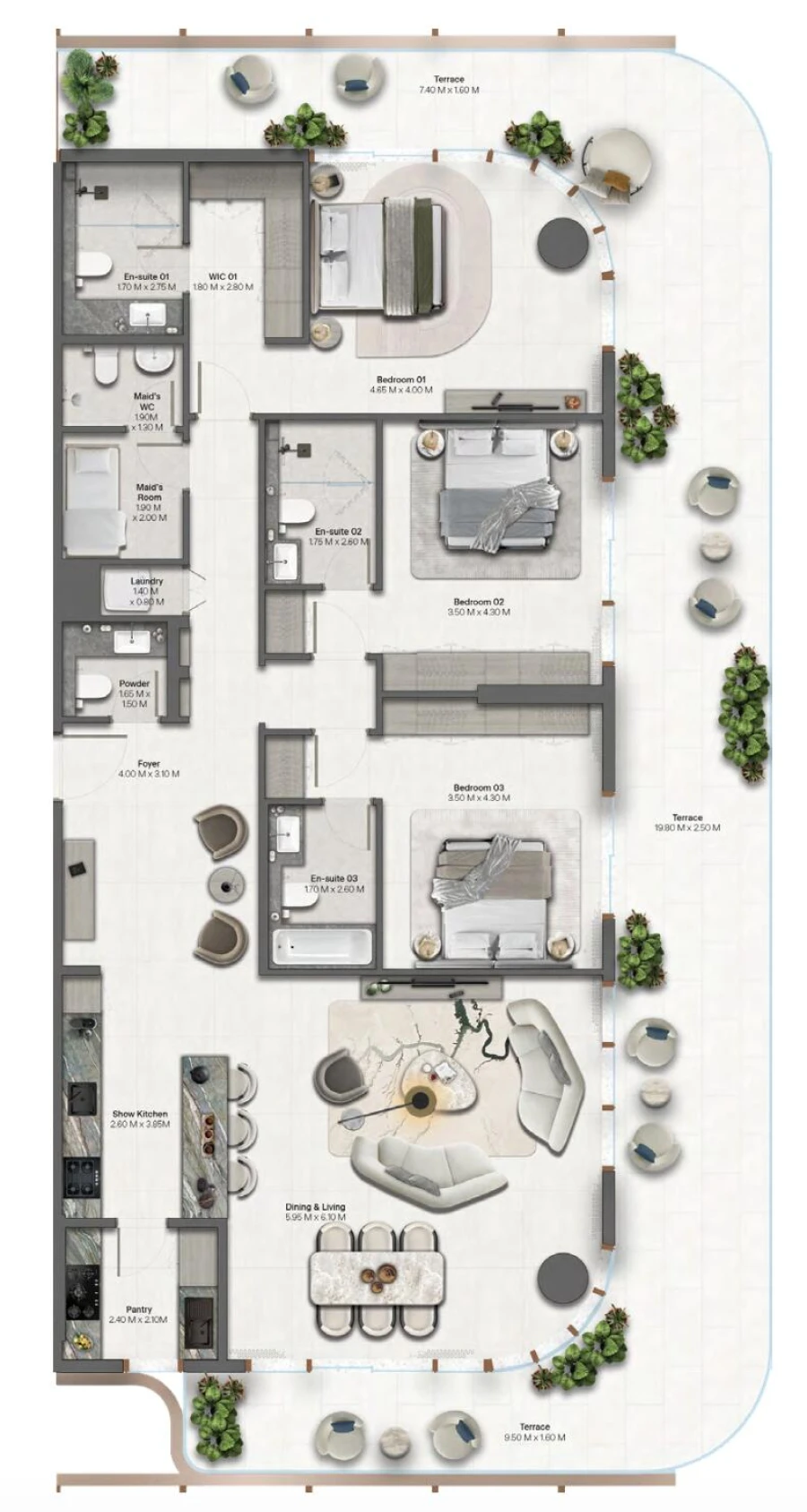 3 BR — 3 Bedroom Type 1 - 2