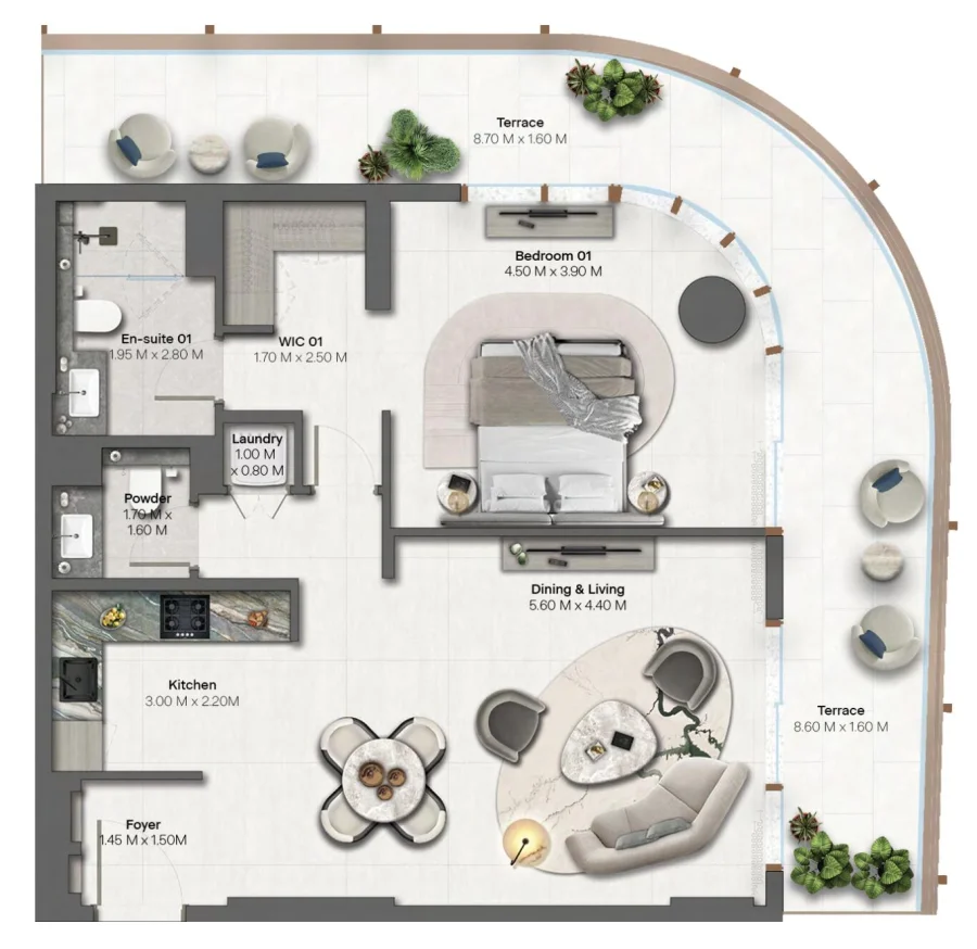 1 BR — 1 Bedroom Type 2