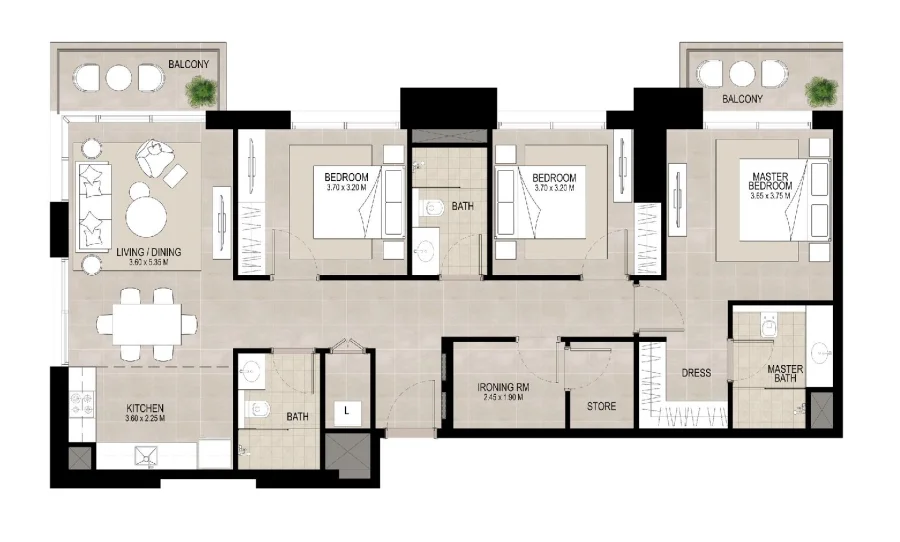 3 BR — 3 Bedroom Type B