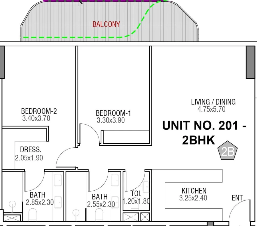 2 BR — 2 Bedroom Type 1