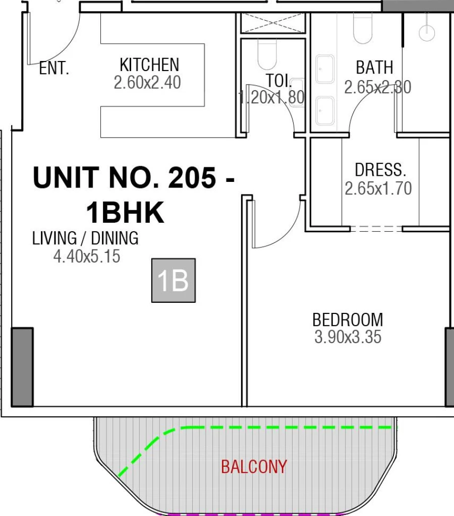 1 BR — 1 Bedroom Type 4